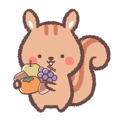 秋の味覚を持ったリス