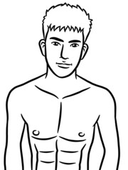 Fototapeta premium black and white of cute man cartoon for coloring