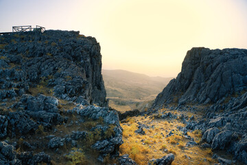 Vista del atardecer desde el mirador de Sierra Gorda, Loja, provincia de Granada. España.