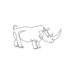  One line Rhinoceros. Single line art of a rhinoceros