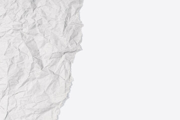 Torn Gray Crumpled paper on white cardboard texture. Blank Paper background with Copy space for...