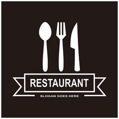 restaurant vector icon logo design on black background