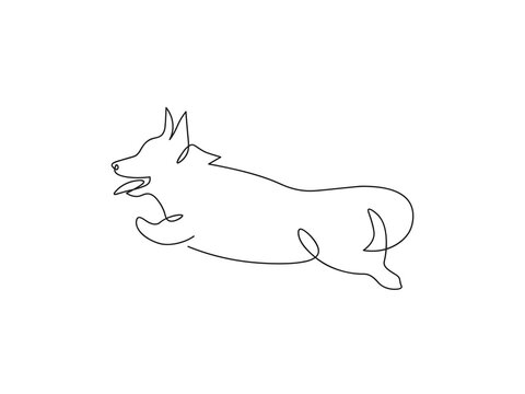 One line dog. Art. Single line illustration of a dog	
