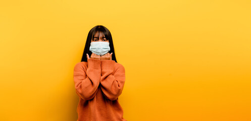 Asian woman wearing a mask Corona virus prevention rest in quarantine The social and emotional...