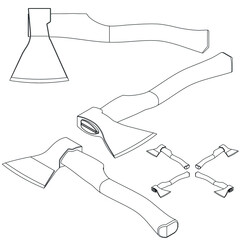 Obraz premium axe hand tool 3d outline blueprint 
