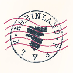 Rhineland, Palatinate, Pfalz, Germany Stamp Map Postal. Silhouette. Passport Round Design. Vector Icon. Design Retro Travel National Symbol.