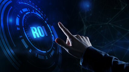 Obraz premium Internet, business, Technology and network concept. ROI Return on investment financial growth concept
