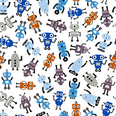 Seamless pattern with different robots.