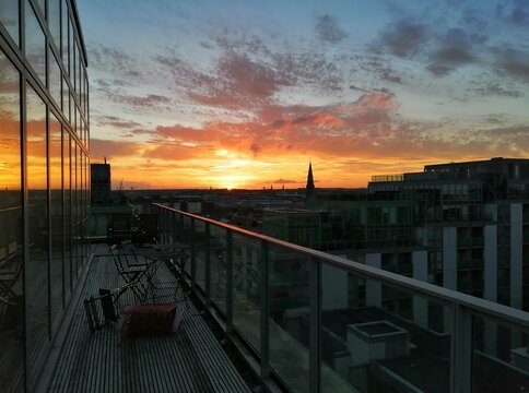 Dublin IFSC Afternoon Sunset Overlooking Apartment Blocks View 1