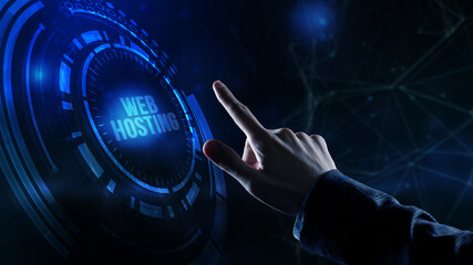 Internet, business, Technology and network concept. Web Hosting. The activity of providing storage...