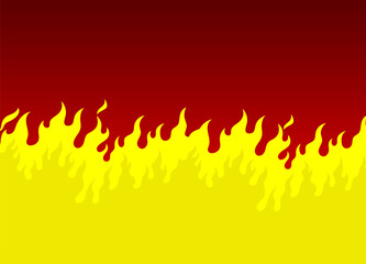 Illustration of yellow flaming fire on red background.