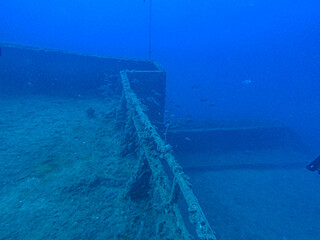 Naklejka premium Wreck diving at Haven Wreck in the gulf of genova