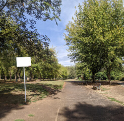 park entrance with white panel