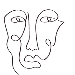 illustration of a face one line drawing