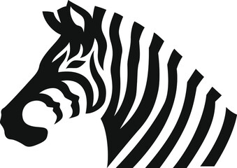 Head of Zebra with Negative Space As Silhouette of Human Head 