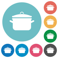 Pot with lid flat round icons