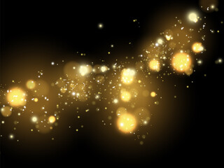 Obraz na płótnie Canvas White sparks and golden stars glitter special light effect. Vector sparkles on transparent background. Christmas abstract pattern. Sparkling magic dust particles 