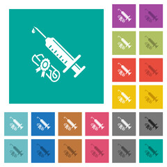 Certified vaccine square flat multi colored icons