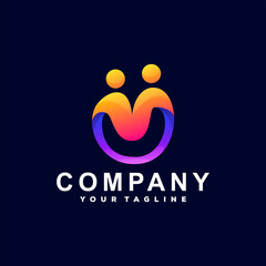 people color gradient logo design