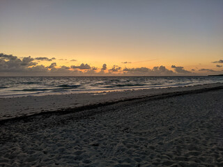 Sunrise on the shores of the atlantic ocean. Cayo Coco, Cuba.
