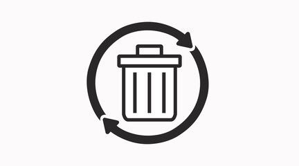 Recycle thrash icon. Vector editable isolated black and white illustration