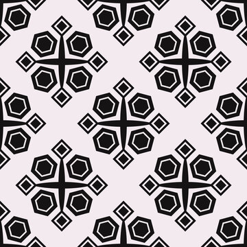 Wallpaper with geometric or caleidoscopic shapes. Vector black decor shapes.