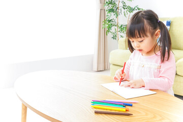 Naklejka premium お絵かきをする子ども・教育イメージ