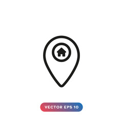 Home map pin icon on white background.