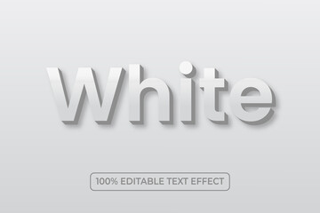 Fototapeta na wymiar White Editable Text Effect, Minimalist simple realistic 3D shadow font effect