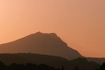 the Sainte Victoire mountain in the light of a summer morning
