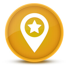 Map pointer star luxurious glossy yellow round button abstract