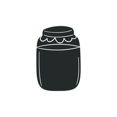 Glass Jar Jam Icon Silhouette Illustration. Food Container Vector Graphic Pictogram Symbol Clip Art. Doodle Sketch Black Sign.