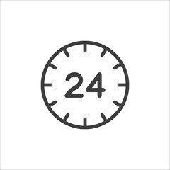 24 hours icon vector. Open or available 24 hours a day concept.