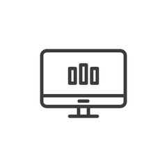 Desktop computer with graph icon on white background