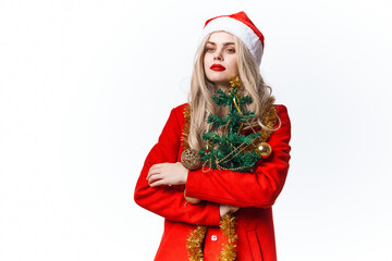 pretty woman christmas decoration posing lifestyle