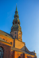 Riga St. Peter's Church - the tallest peak in Riga, is one the oldest and most valuable monuments of medieval architecture in the Baltic States