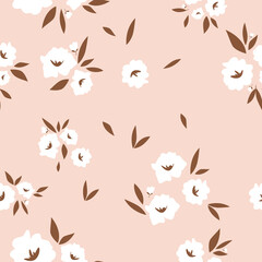 Seamless pattern in floral style. Cute flowers on a light background. Vector illustration