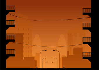 evening silhouette with tall building, perfect for your design