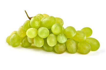 Green grapes, isolated on the white background.
