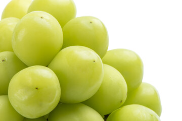 Beautiful a bunch of Shine Muscat green grape isolated on white background.