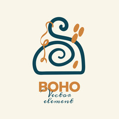 Obraz premium Abstract boho vector shapes. Doodle icon for fashion design, summer season or natural concept. Modern hand drawn illustration.