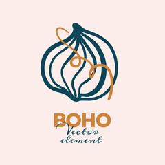 Abstract boho vector shapes. Doodle icon for fashion design, summer season or natural concept. Modern hand drawn illustration.