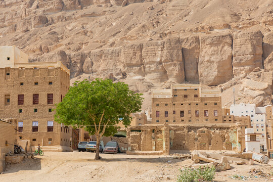 townscape of traditional stone-made houses of shibam hadramaut in yemen