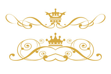 Design elements in Royal Style: Gold Color, Vector Set