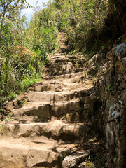 [Peru] Machu Picchu : Stairs on the trail in Huayna Picchu mountain