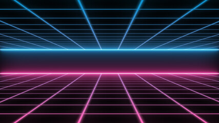 Abstract sci-fi grid or wireframe net footage. Hight technology.  Space. Retro 4K animation