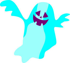 A cheerful ghost with a cute face. Halloween. Illustration on a white background.