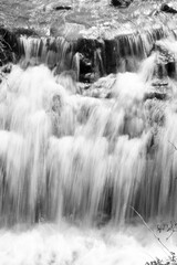 Cascading waters of the Niagara river in Black and White