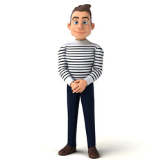 Fun 3D illustration of a cartoon character sommelier