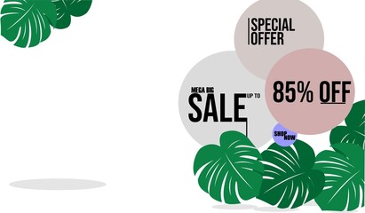 Biggest Sale Shopping Web Banner Template. 75% discount promotion vector design on blue background
